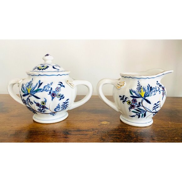 Blue Danube Mascot Japan Creamer and Sugar Bowl with Lid NA-1010 VG Condition - Picture 2 of 13